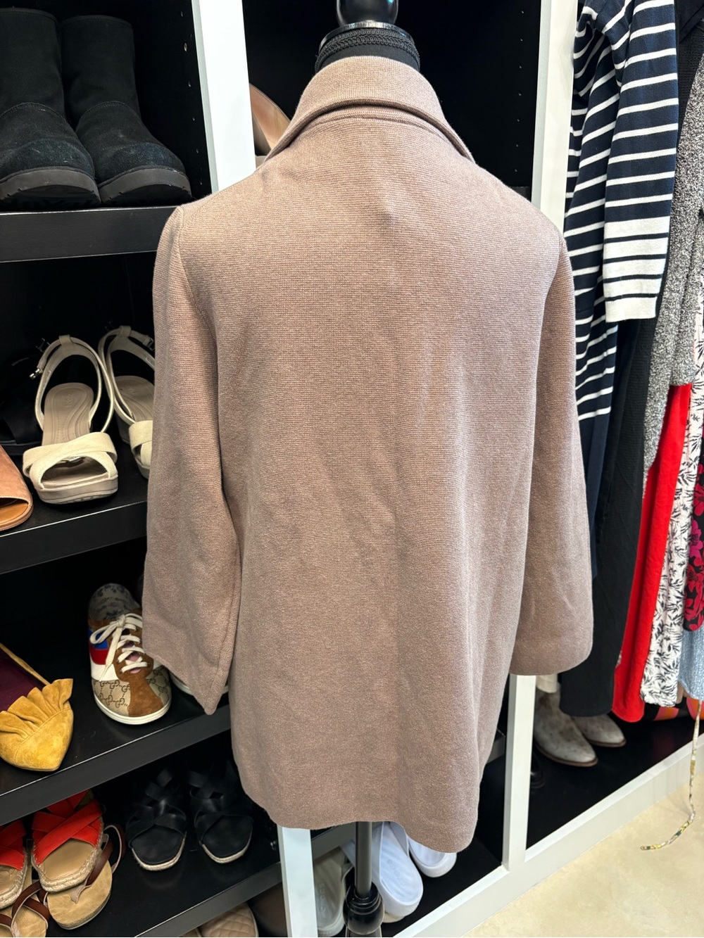 🆕🎉NWT Quince 💯% Organic 🌱Cotton Open-Front Knit Blazer in Heather Brown - Picture 4 of 10